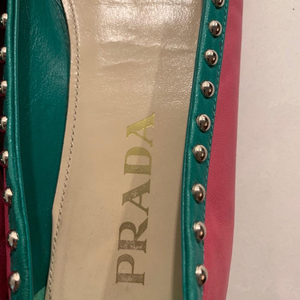 Prada Shoes size 7.5 pink green with brand new soles and serious embellishments - Picture 8 of 12